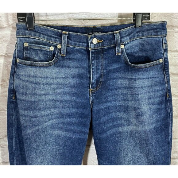 LUCKY BRAND Jeans Women 10/30 Ankle Premium Denim Easy Rider Boot Cut Distressed - Picture 2 of 13